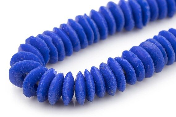 Royal Blue Ashanti Glass Saucer Beads - Ashanti Glass Beads Handmade Ghanaian Trade Beads - Appro... | Etsy (US)