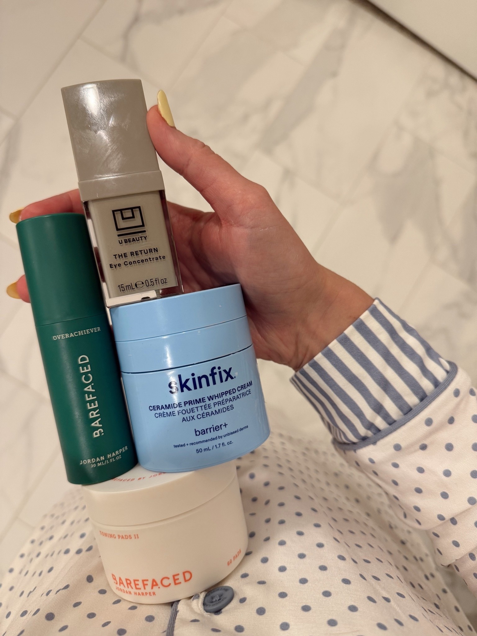 Nightly skincare line up. This combo is ELITE! Use code ASHLEYG15 for 15% off @Skinfix 

Nightly skincare, skincare over 30, moisturizer @Barefaced @ubeauty