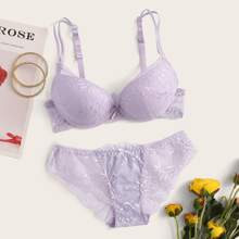 Bow Decor Floral Lace Lingerie Set | SHEIN