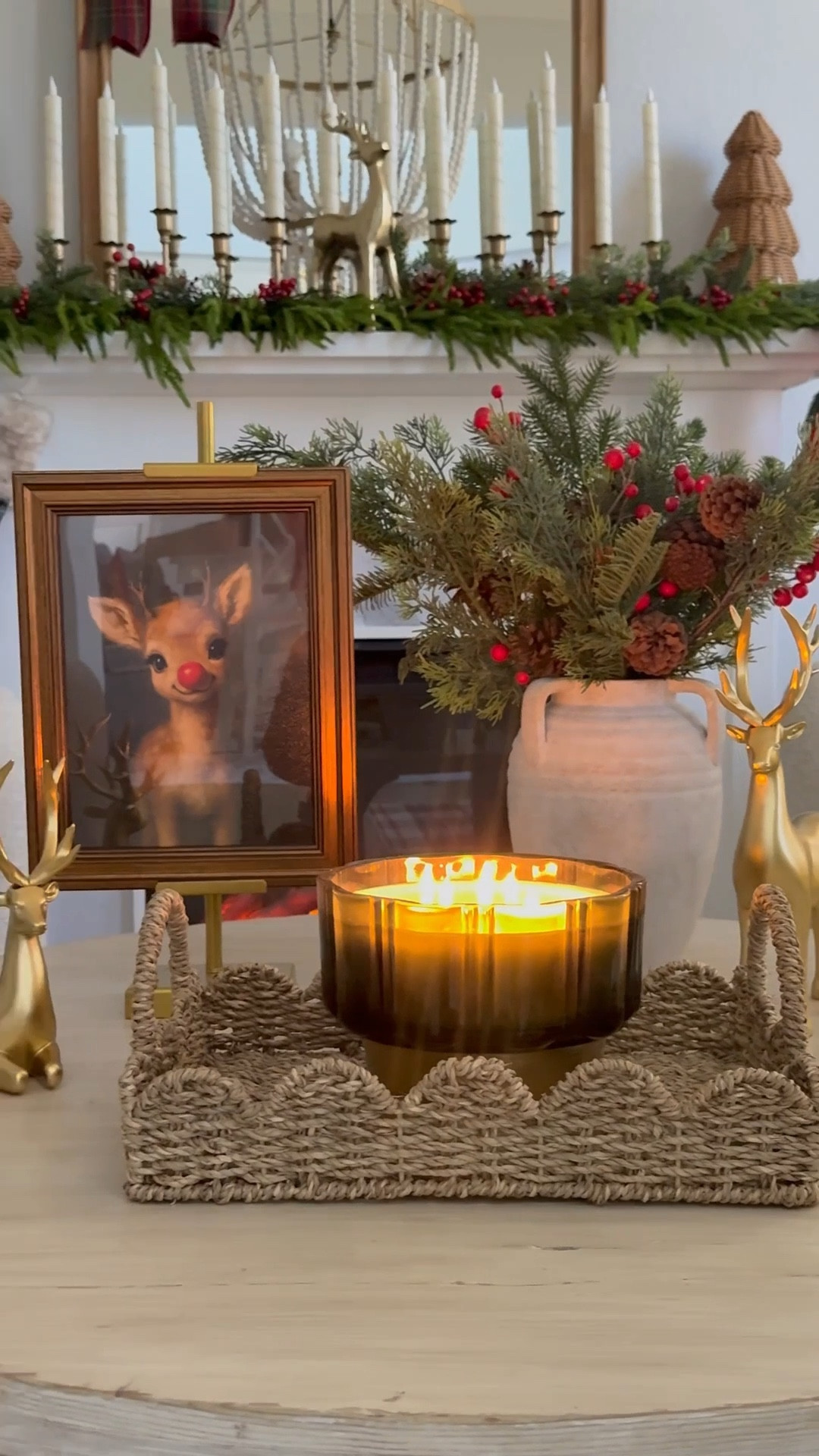 Loving the holiday details in the sitting room— the Rudolph art, gold accents, mantel garland, and tartan pillows all came together so well.

Holiday, holiday home, Christmas decor, sitting room decor, framed art, Rudolph art, gold art stand, gold reindeer figurines, mantel styling, garland, candelabra, wicker trees, tartan pillow covers, cozy Christmas home, classic holiday style.


#LTKSeasonal #LTKHome #LTKHoliday