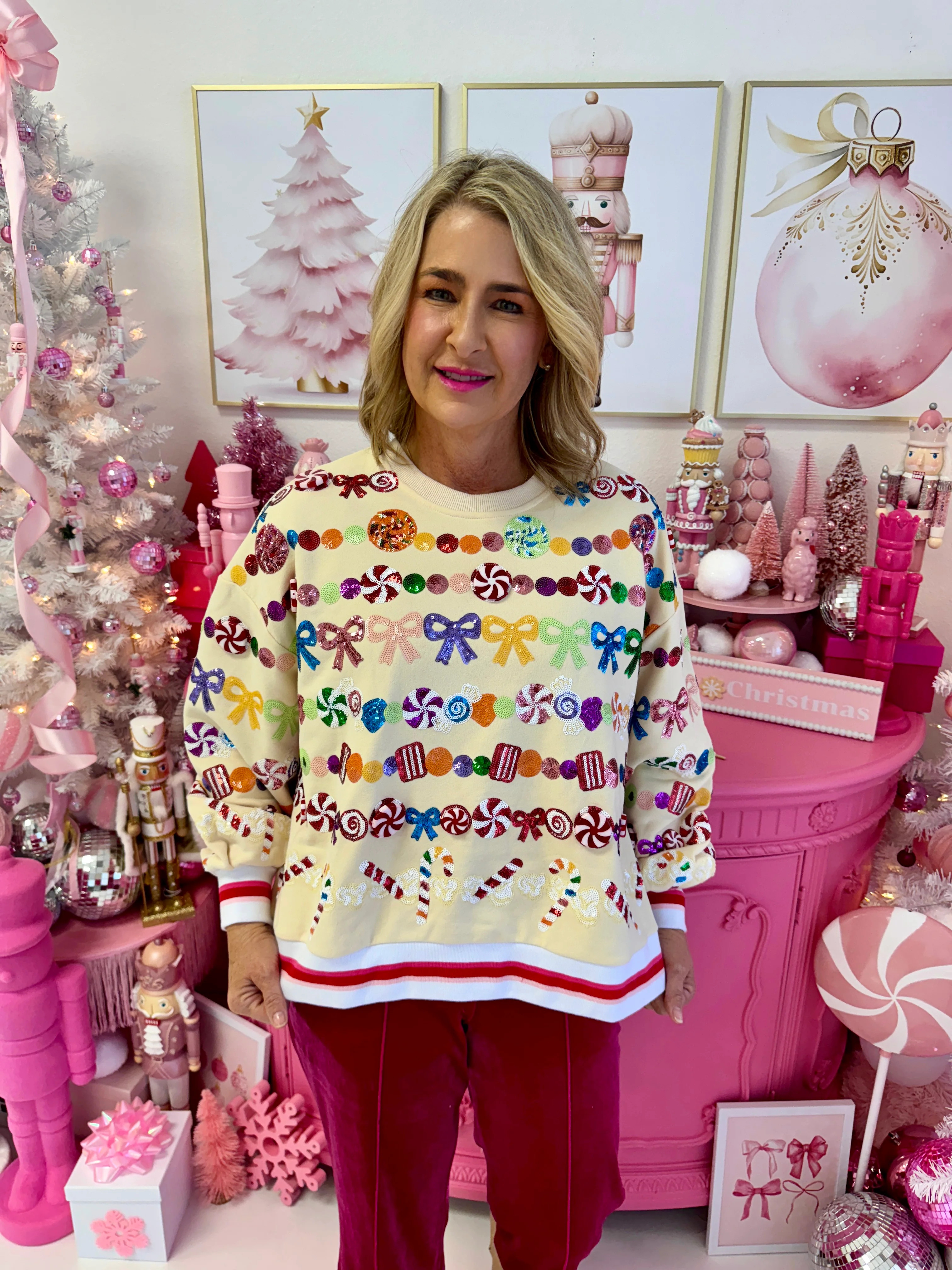 Candy Garland Sweatshirt Large | Extremely Refined Boutique