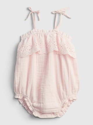 Baby Eyelet Bubble One-Piece | Gap (US)
