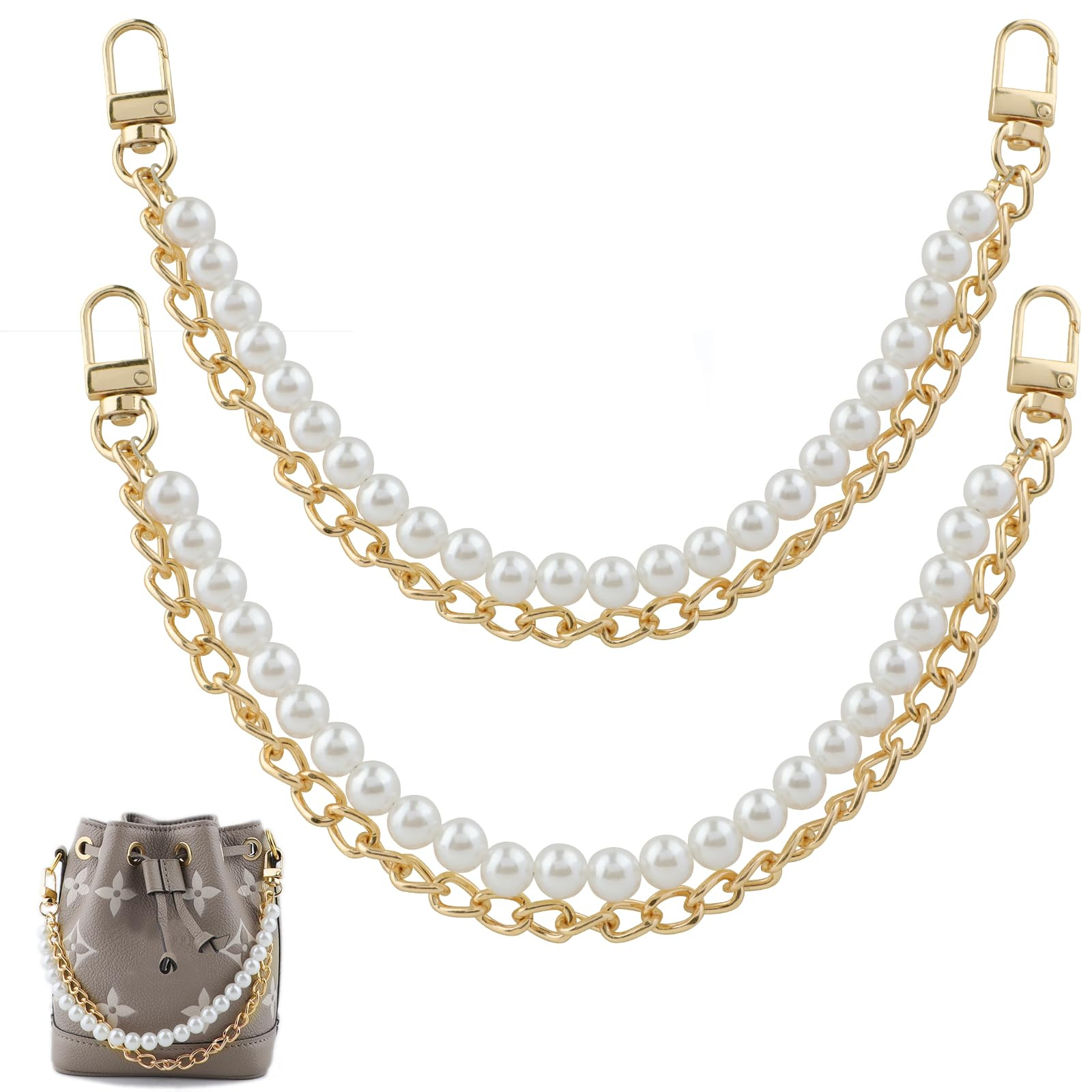 Purse Extender Chain,2 Pcs Bag Extender Chain,Pearl Bag Charms for Handbags,Metal Purse Strap Ext... | Amazon (US)