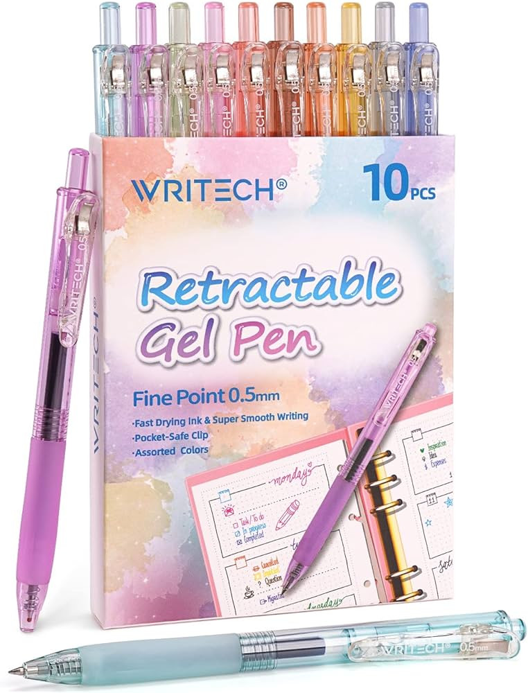 WRITECH Retractable Gel Pens Quick Dry Ink Pens Fine Point 0.5mm Multicolor For Journaling, Drawi... | Amazon (US)