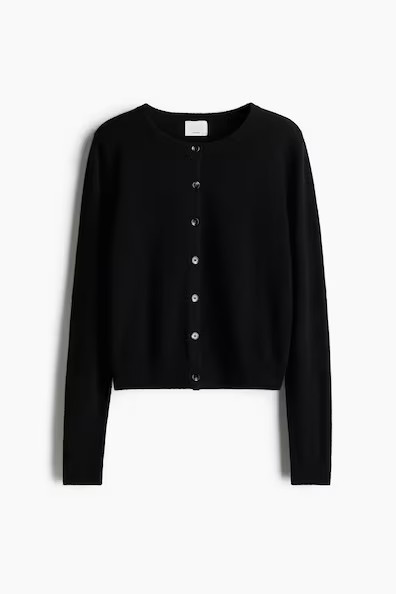 H & M - Fine-Knit Cashmere Cardigan - Black | H&M (US + CA)