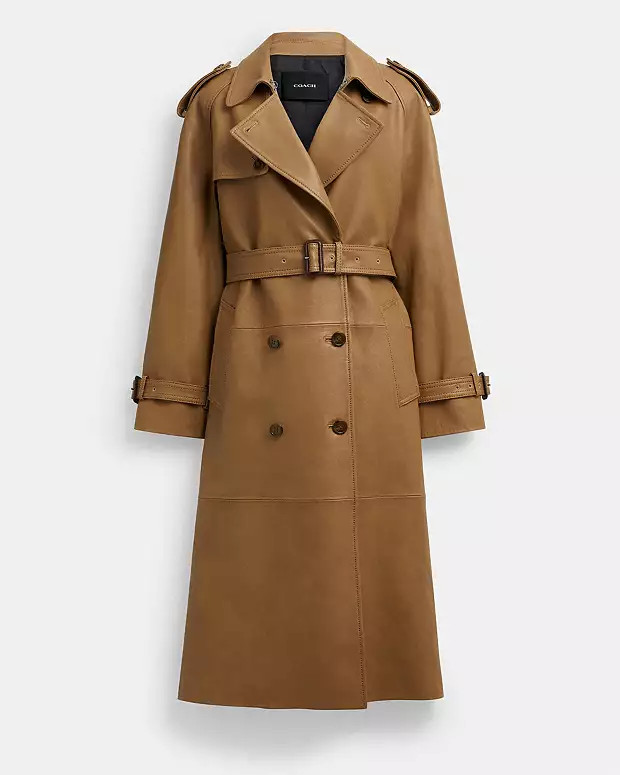 Leather Double Breasted Trench Coat | Coach (CA)