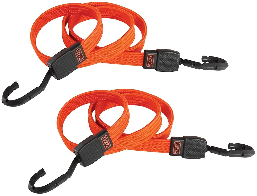 BLACK+DECKER BDX1012 Black/Orange 48" Flat Bungee Cord Straps, 2 Pack | Amazon (US)