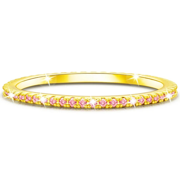 APSVO 18K Gold Plated Rings for Women Girls Non Tarnish CZ October Birthstone Ring with Pink Tour... | Walmart (US)