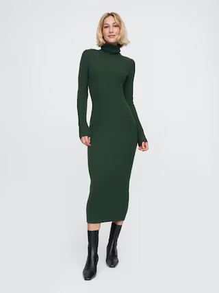 Turtleneck Rib Midi Sweater Dress | Gap (US)