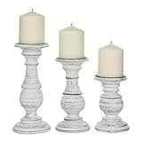 Deco 79 Distressed White Wood Candle Holders with Spiked Candle Plates, Traditional Style Table Deco | Amazon (US)