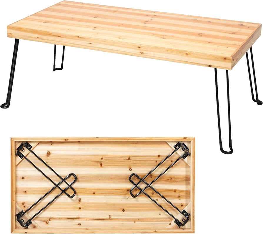 Sleekform Folding Wooden Coffee Table - Collapsible 20x40 Light Wood Mini Desk - Lightweight Fold... | Amazon (US)