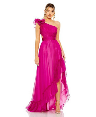 Mac Duggal Women's Ruffled One Shoulder Asymmetrical Gown - Macy's | Macy's