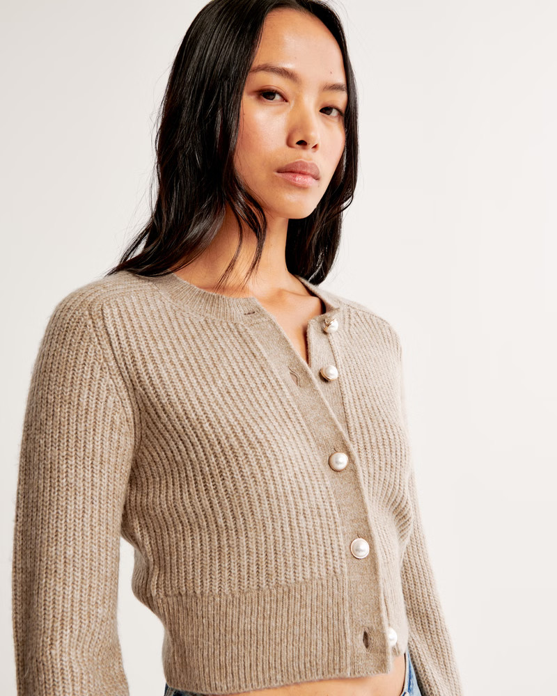 Women's Crew Pearl Button Cardigan | Women's Tops | Abercrombie.com | Abercrombie & Fitch (US)