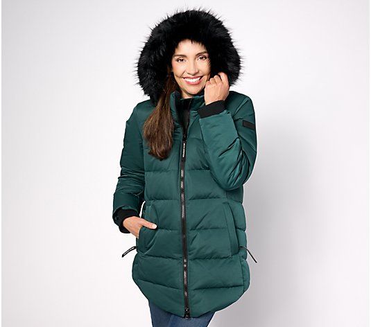 Arctic Expedition Curved Hem Down Parka with Detachable Hood - QVC.com | QVC