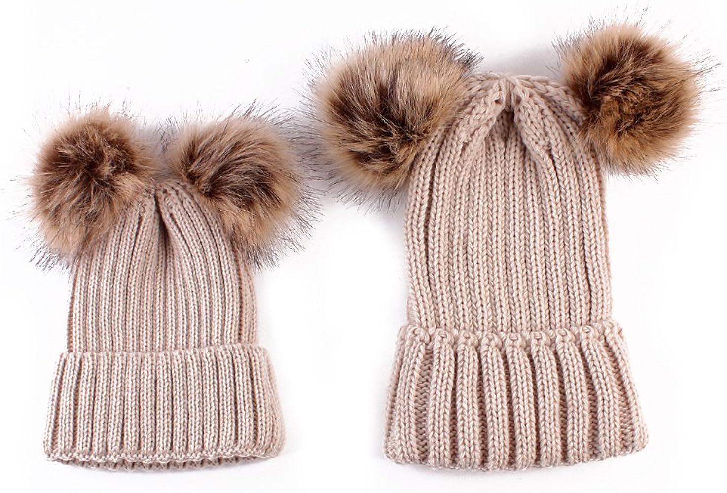 oenbopo 2PCS Parent-Child Hat Winter Warmer, Baby Hat/Women Hat, Mother & Baby Knit Hat Beanie Winte | Amazon (US)