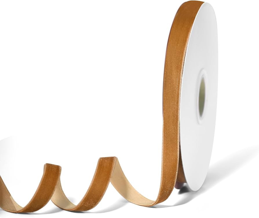 Golden Brown Velvet Ribbon for Gift Wrapping, Trimming Ribbon for Christmas DIY Craft Wedding Flo... | Amazon (US)