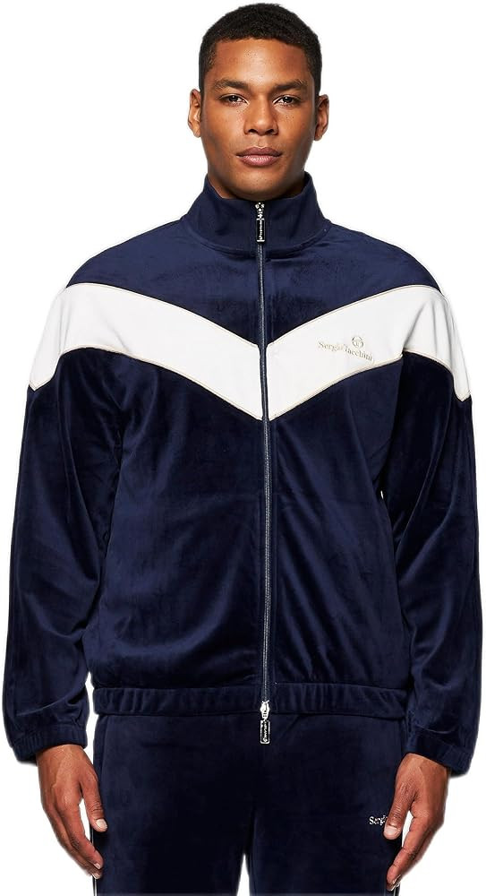 Sergio Tacchini Gallone Velour Track Jacket- Maritime Blue | Amazon (US)