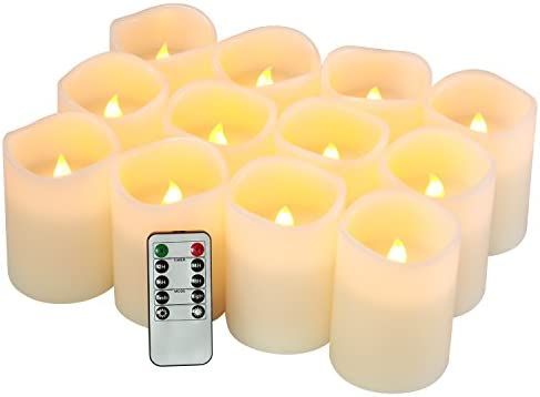 Flameless Candles Battery Operated Candles Set of 12(D:3" X H:4") Pillar Real Wax Led Candles wit... | Amazon (US)