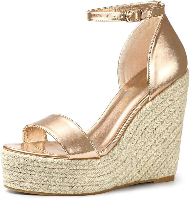 Allegra K Women's Open Toe Espadrille Wedges Platform Sandals | Amazon (US)