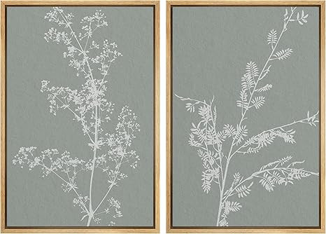 Ashbrook Framed Wall Art Print Set Green and White Forest Plant Silhouettes Nature Wilderness Ill... | Amazon (US)