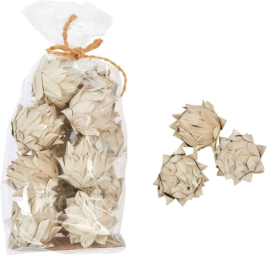 Creative Co-Op Approximately 3" H Handmade Dried Natural Leaf Bag (Contains 13 Pieces) Palm Lead ... | Amazon (US)