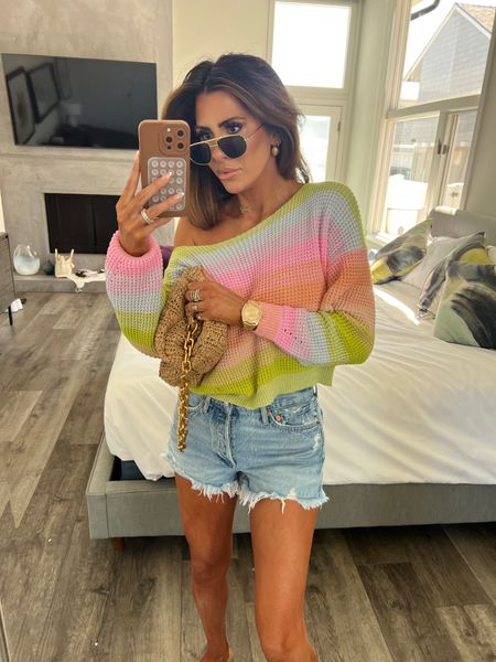 Wearing a size small in the sweater and a size 25 in the shorts  

Summer Sweater, Summer Style, Jean Shorts, Revolve, Casual Outfits 

#LTKSeasonal #LTKstyletip #LTKtravel