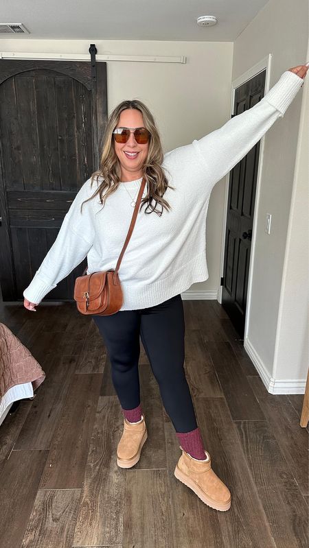 Today I took this white amazon sweater and styled it multiple ways, showing you a few basics can mix and match to make lots of outfits. Here's look #2 and I'm wearing my usual size XL on the sweater and leggings!
#amazonfinds #fashionfinds #fallstyle #midsizefashion

#LTKSeasonal #LTKstyletip #LTKitbag