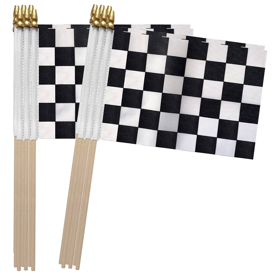 TSMD Checkered Black and White Racing Stick Flag Small Mini Hand Held Race Car Flags Party Decora... | Amazon (US)