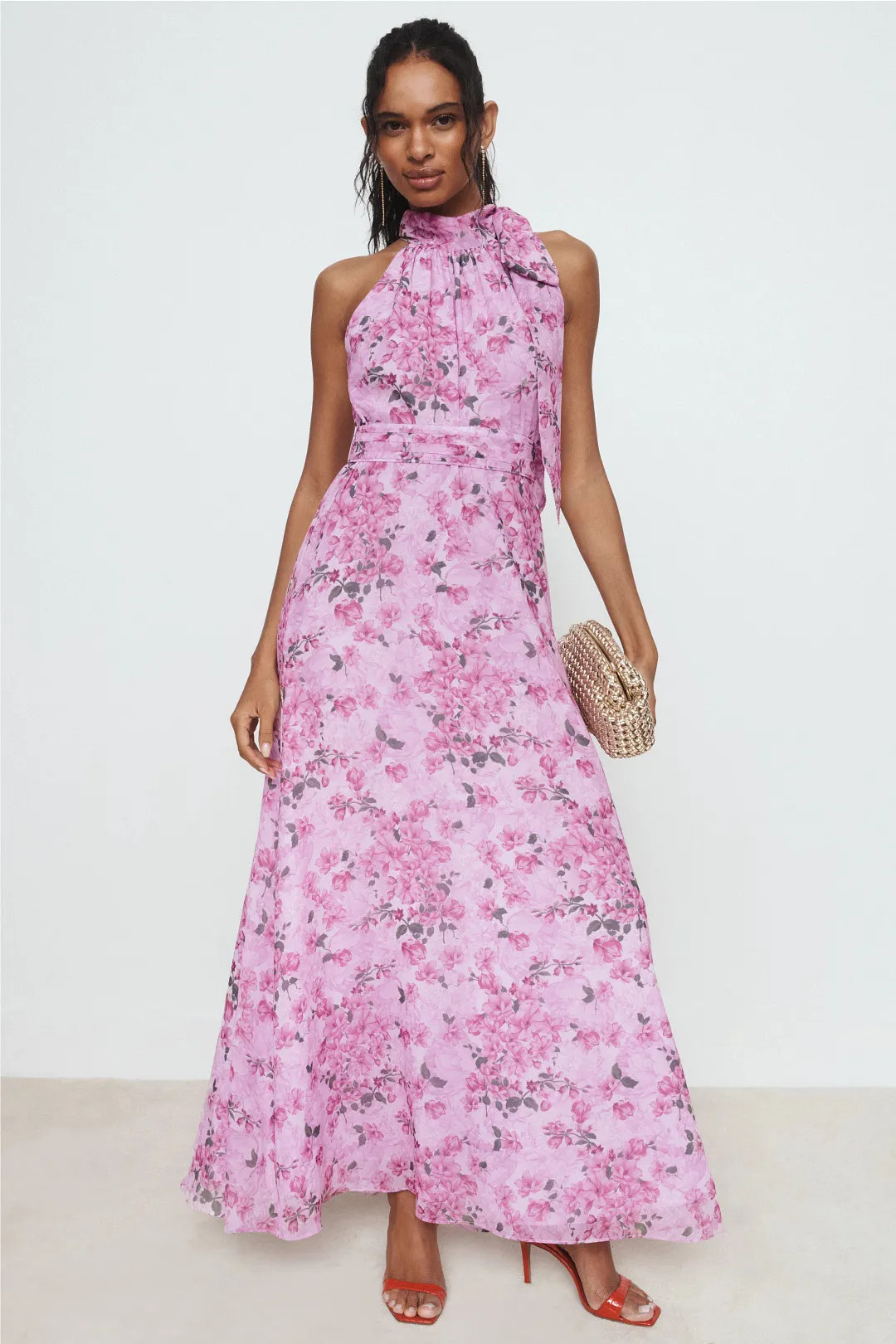 Diana Floral Tie Neck Gown | Rent the Runway