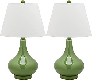 SAFAVIEH Lighting Collection Amy Modern Contemporary Fern Green Gourd Glass 24-inch Bedroom Livin... | Amazon (US)