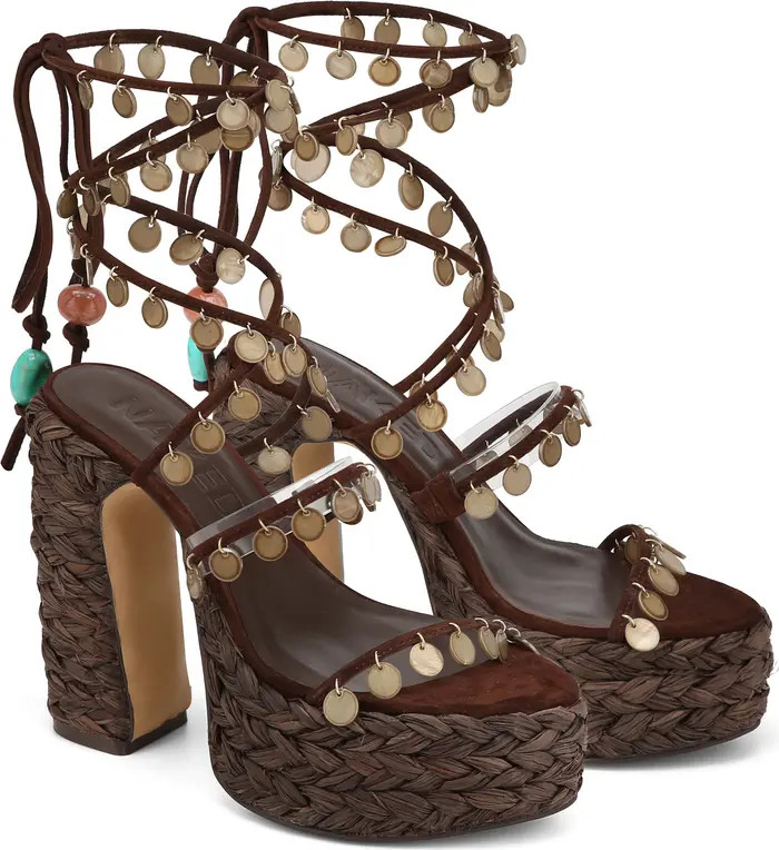 Naked Wolfe Fantastic Ankle Wrap Raffia Platform Sandal (Women) | Nordstrom | Nordstrom