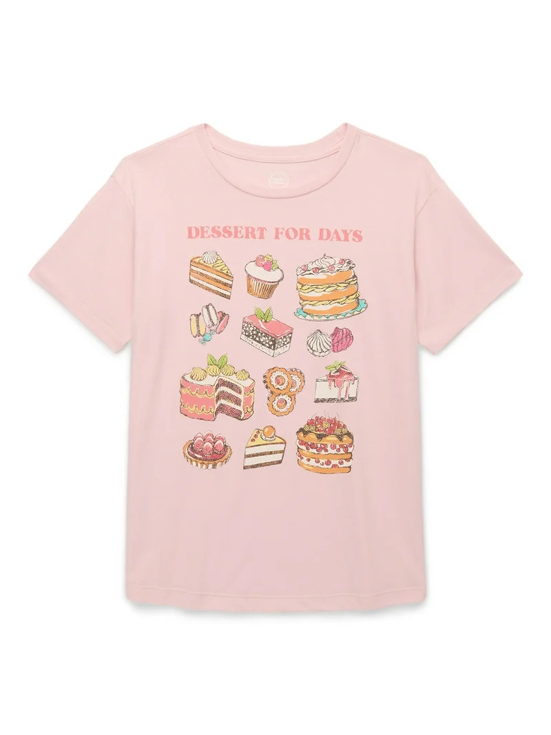 Wonder Nation Girls Dessert for Days Graphic Tee with Short Sleeves, Sizes 4-18 | Walmart (US)