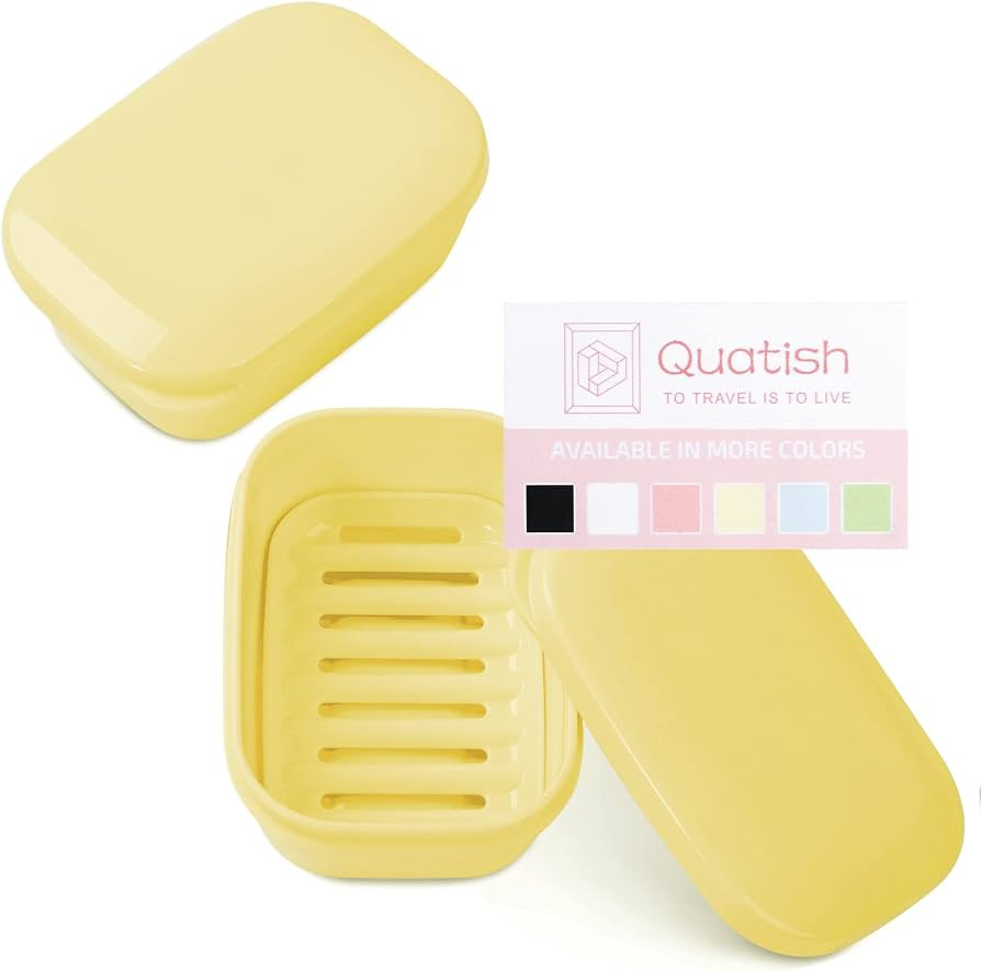 Quatish 2 Pack Travel Soap Container, Portable Soap Holder with Lid, Travel Bar Soap Holder, Soap... | Amazon (US)