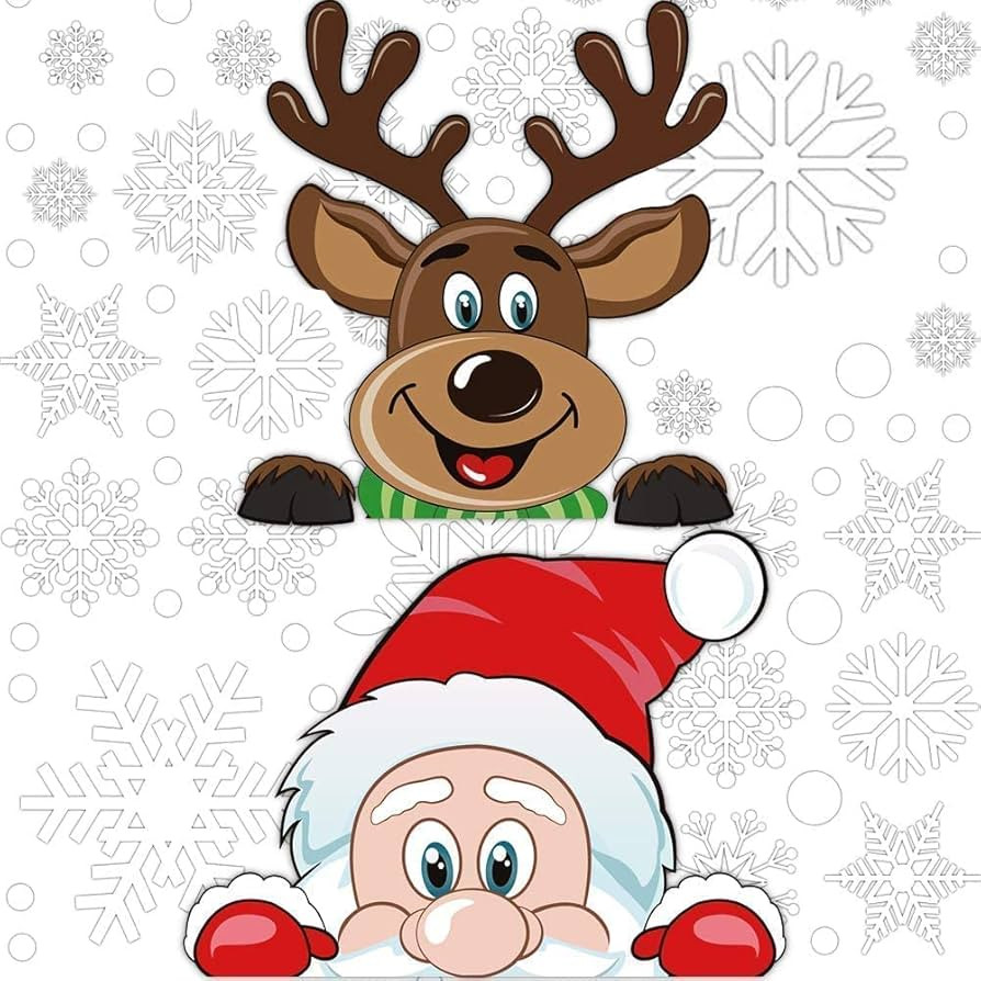 300 PCS 8 Sheet Christmas Snowflake Window Cling Stickers for Glass, Xmas Decals Decorations Holiday Snowflake Santa Claus Reindeer Decals for Party | Amazon (US)