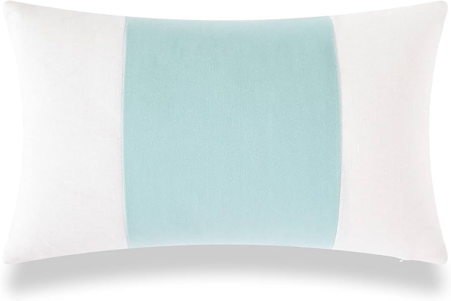 Hofdeco Coastal Patio Indoor Outdoor Lumbar Pillow Cover ONLY for Backyard, Couch, Sofa, Velvet M... | Amazon (US)