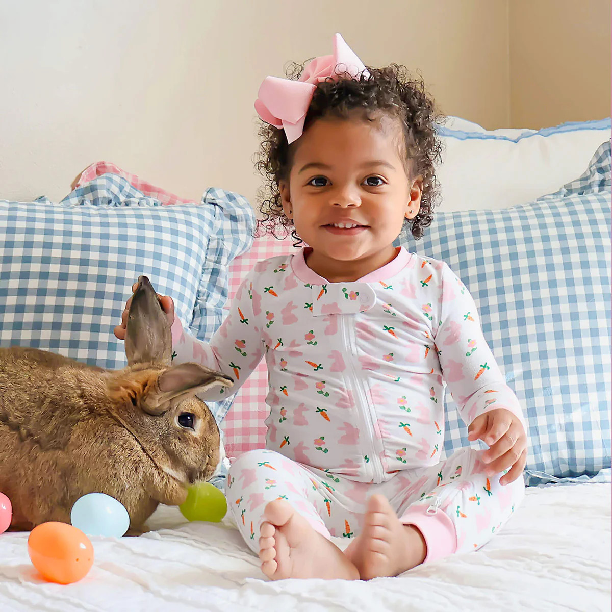 Bunnies & Carrots Pink Zip Sleeper | Classic Whimsy