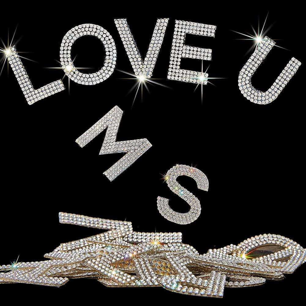 Locacrystal 34Pcs Bling Rhinestone Alphabet Letter Stickers, A-Z Letters Self-Adhesive hotfix Cry... | Amazon (US)