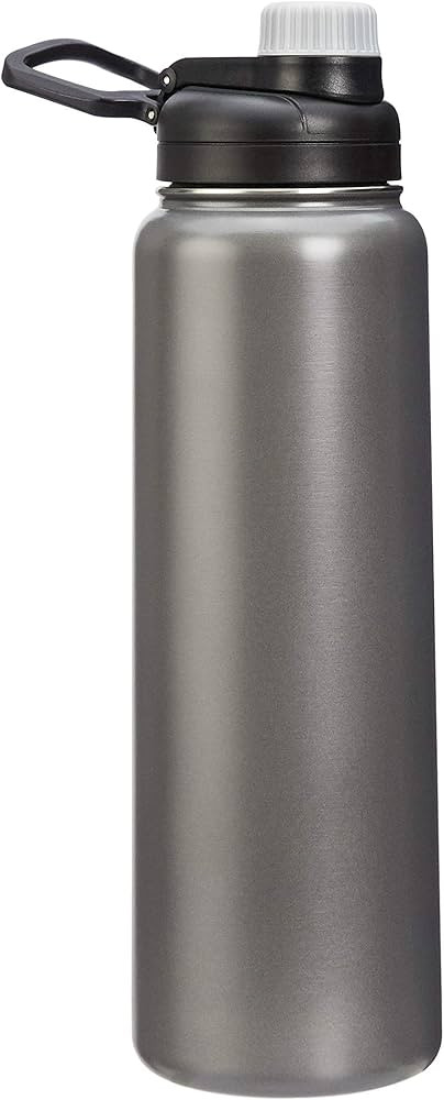 Amazon Basics Stainless Steel Insulated Water Bottle, Spout Lid, 30.1 ounces, Gray | Amazon (US)