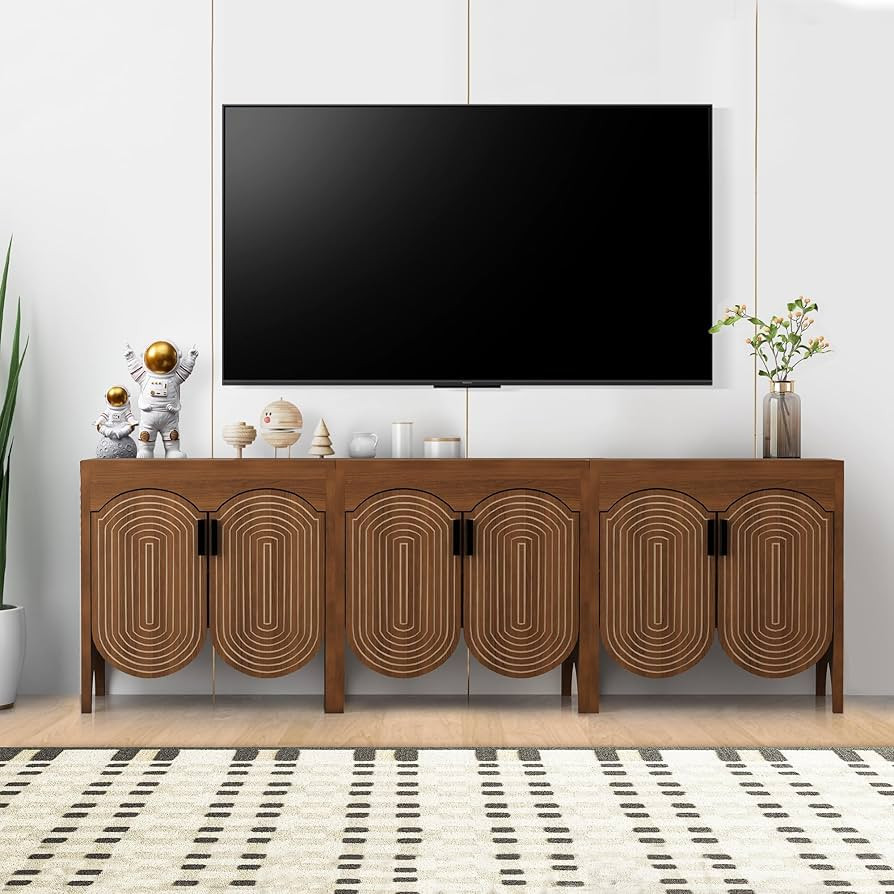 Fluted Sideboard Cabinet with Storage,6 Doors Buffet Cabinet with Adjustable Shelves,Accent Stora... | Amazon (US)