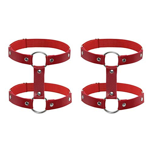 MILAKOO Women's Harness Gothic Leg Ring Body Harness Garter Belt Red | Amazon (US)
