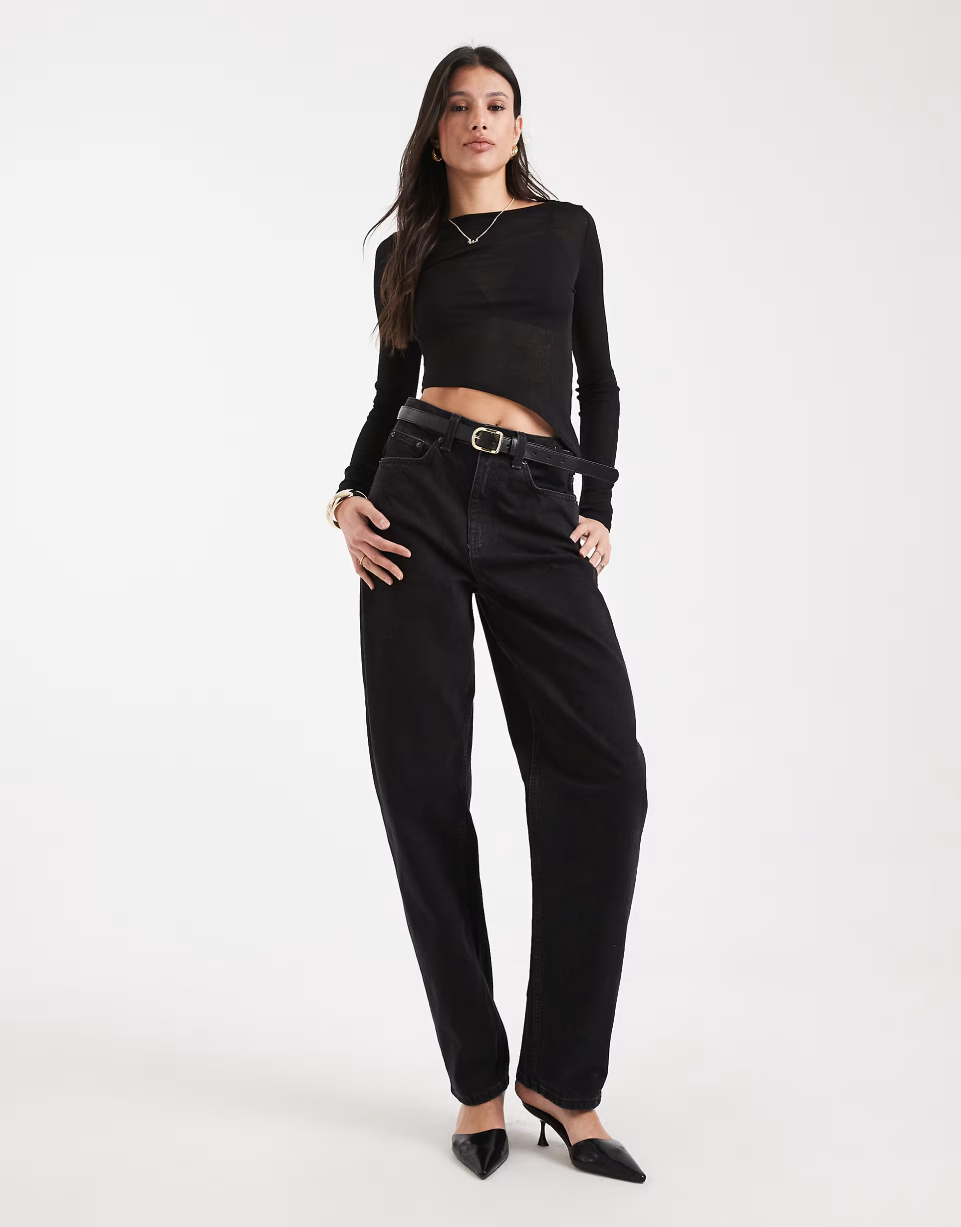 ASOS DESIGN Tall slim barrel leg jeans in washed black | ASOS | ASOS (Global)