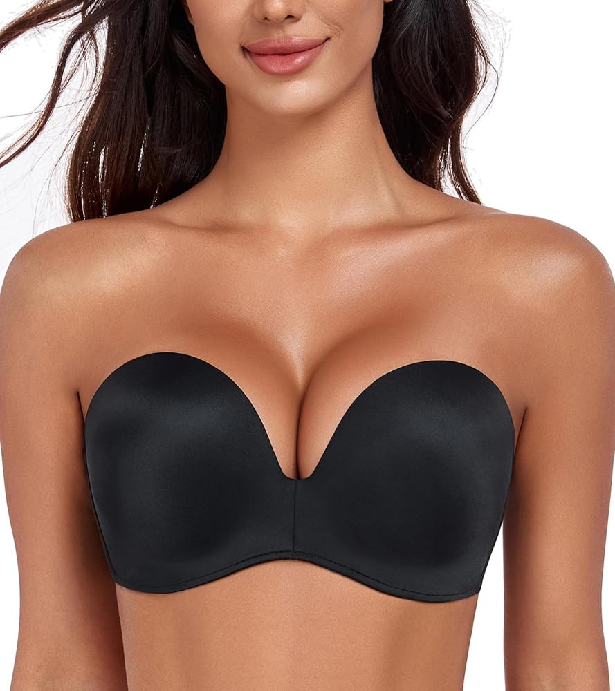 HACI Push Up Strapless Bra for Women Anti-Slip Padded Wireless Stay Put | Amazon (US)