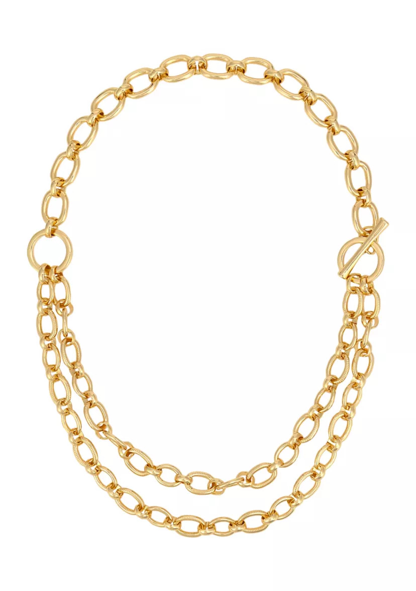 Gold-Tone 2-Row Chain Link Necklace | Belk