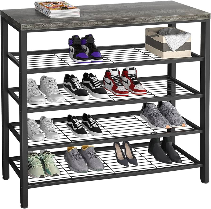 Topfurny Shoe Rack, Industrial Shoe Storage Organizer, Large 5-Tier Metal Shoe Rack Shelves with ... | Amazon (US)