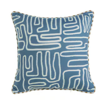 Origin 21 Geometric Blue White Wavy Lines Square Throw Pillow | Lowe's