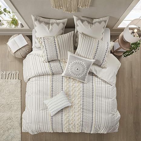 INK+IVY Imani 100% Cotton Comforter Mid Century Modern Design Chenille Tufted All Season Bedding ... | Amazon (US)