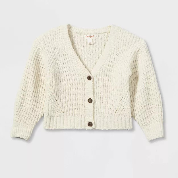 Toddler Girls' Button-Front Cardigan - Cat & Jack™ Sand Cream | Target