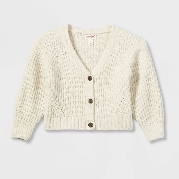 Toddler Girls' Button-Front Cardigan - Cat & Jack™ Cream | Target