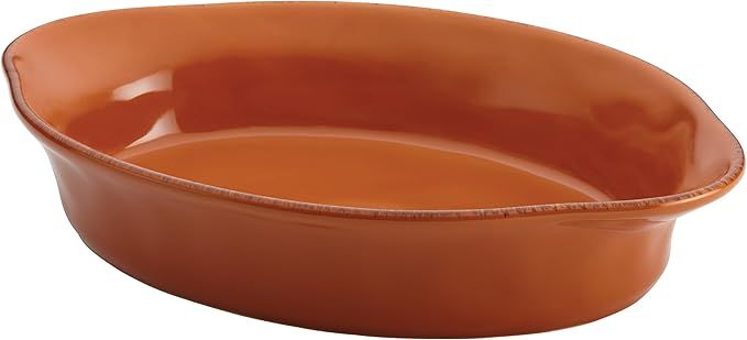 Rachael Ray Cucina Stoneware 2-Quart Oval Baker, Pumpkin Orange | Amazon (US)