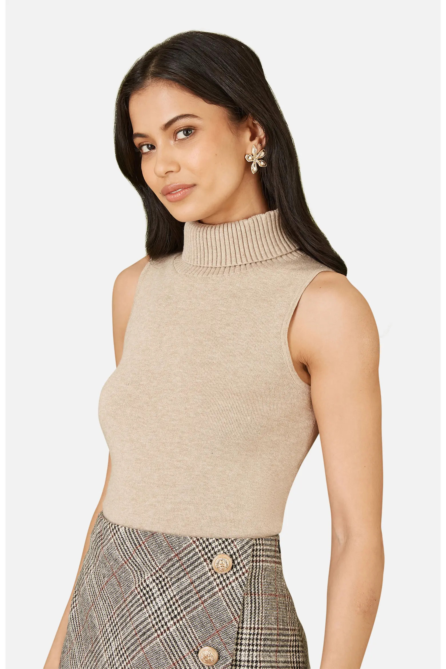Yumi Knitted Roll Neck Sleeveless Jumper (Women) | Nordstrom | Nordstrom